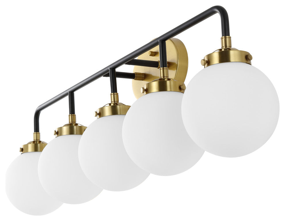 Caleb 38" 5-Light Contemporary Transitional Iron/Glass LED Vanity Light