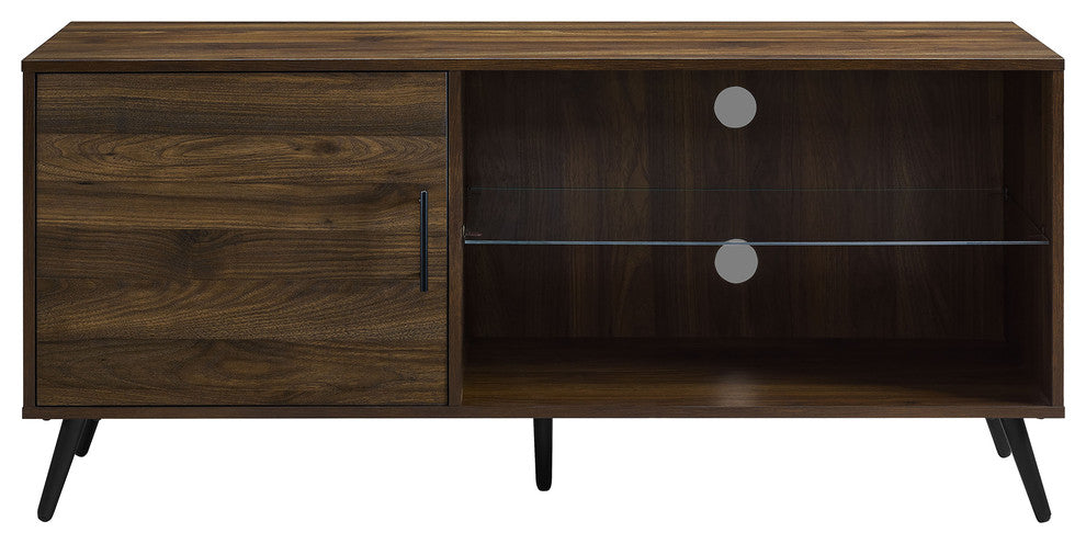 52" TV Stand With Black Legs, Dark Walnut