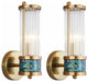 2 Pack Wall Lights for Bedroom Cyilndrical Wall Sconce With Glass Shade