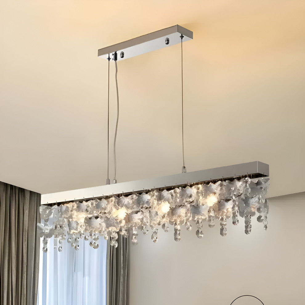 Incisa Scapaccino | Chrome Rectangular Crystal LED Chandelier, Cool Light
