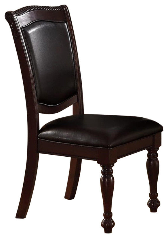 Set Of 2 Rubber Wood Traditional Dining Chair, Dark Brown And Black