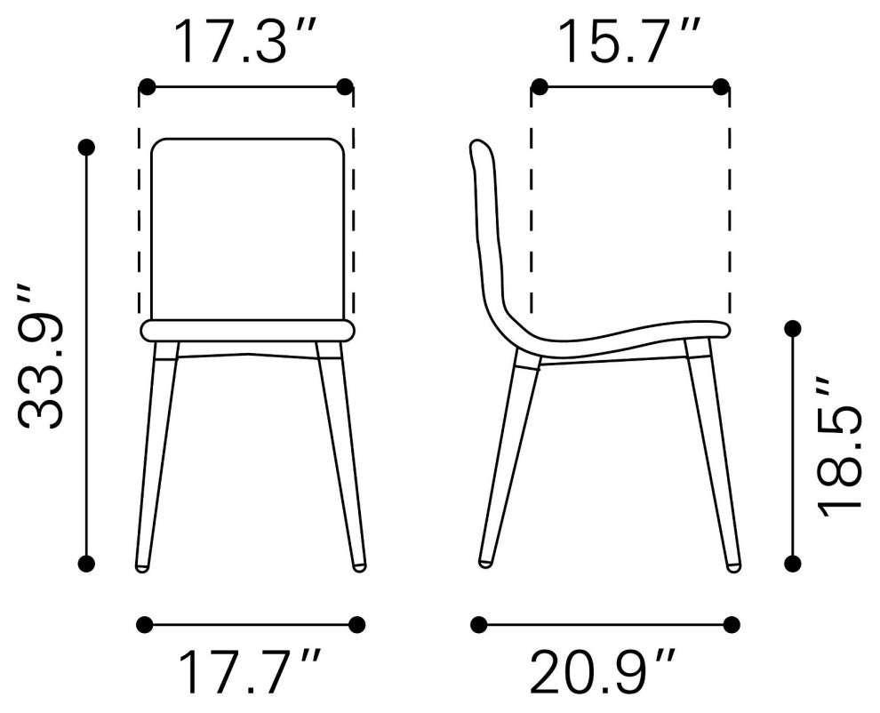 Dining Chair, Set of 2, Fabric, Wood, Gray, Brown, Mid Century Cafe Bistro