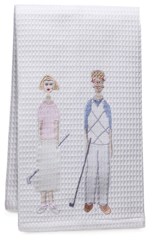 Waffle Weave Guest Towel, Hemmed Edge, Golf Couple