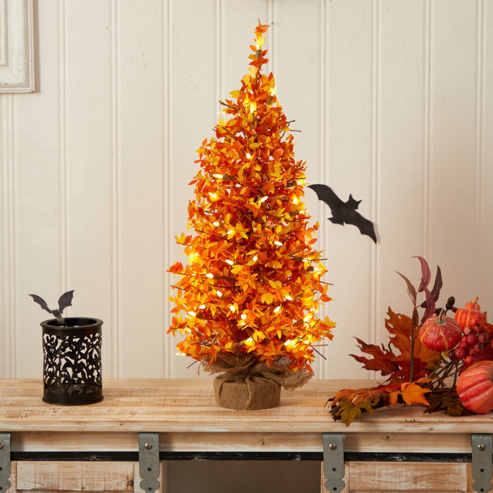 T3277 2' Harvest Halloween Artificial Christmas Tree Pre-Lit With 50 LED lights