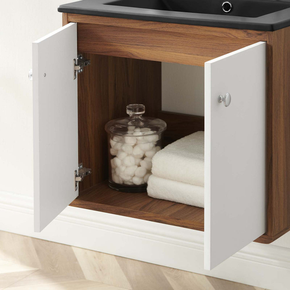 Transmit 24" Wall-Mount Bathroom Vanity - White Black