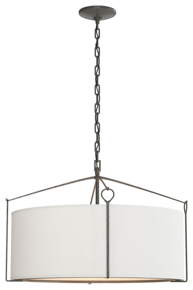 Bow Pendant, Natural Iron Finish, Natural Anna Shade