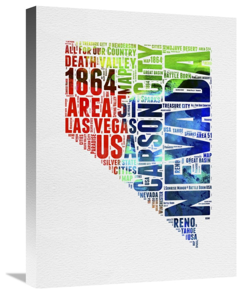 "Nevada Watercolor Word Cloud" Fine Art Print