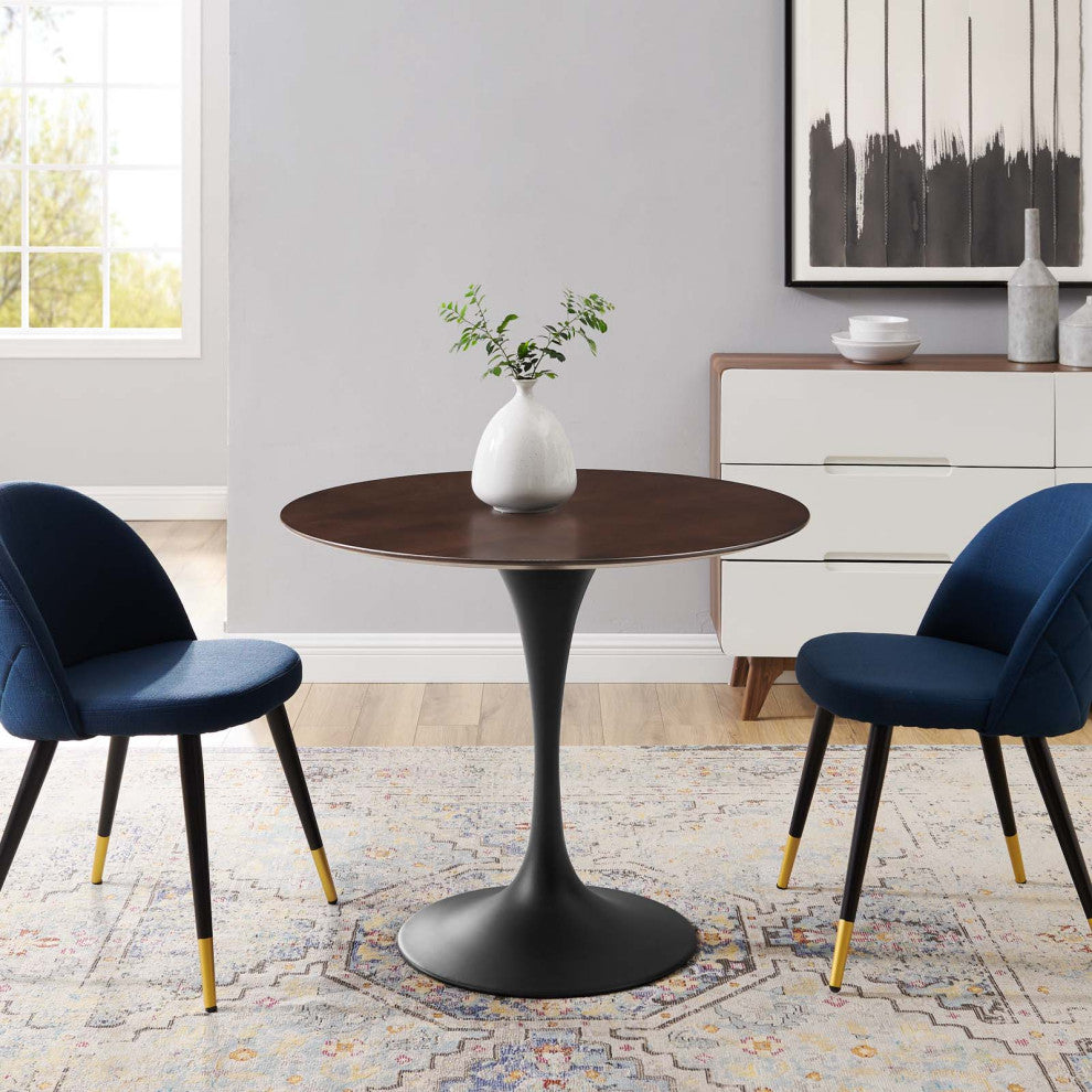 Dining Table, Round, Wood, Black Dark Brown, Modern, Cafe Bistro Restaurant
