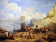 Tile Mural Beach Boats Sea People By Eugene Lepoittevin, 6"x8", Matte