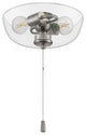 2 Light Clear  Bowl Fan Light Kit in Brushed Polished Nickel