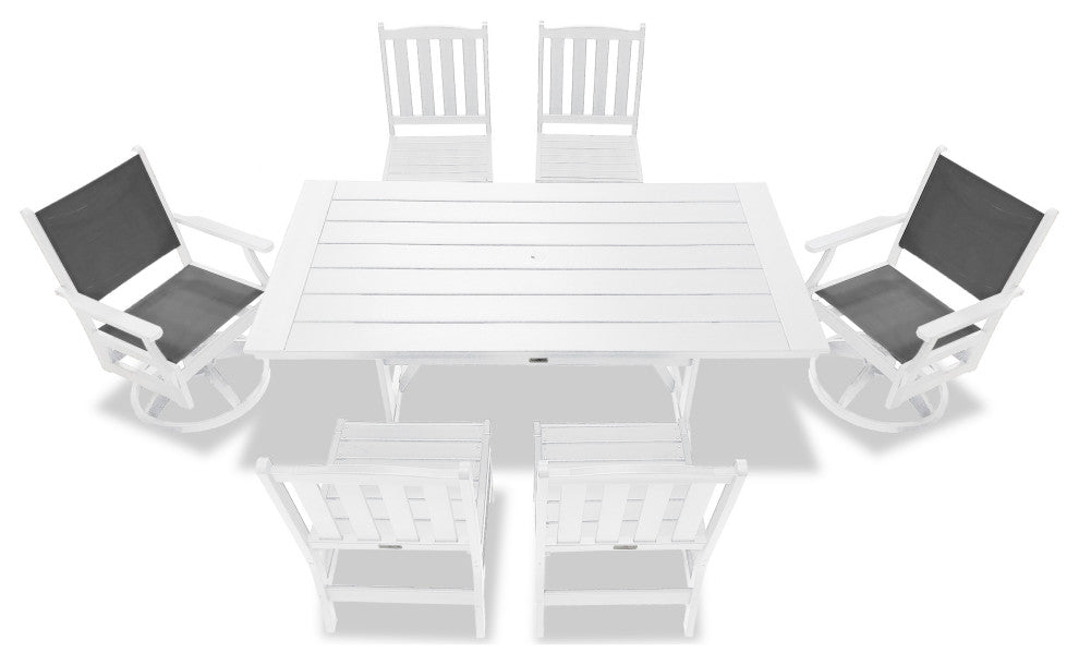 Tuscany Sling Swivel Dining Set, White, 7-Piece