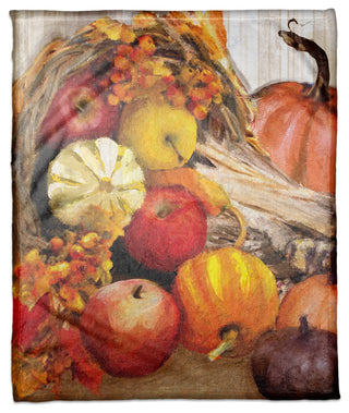 Fall Cornucopia 50x60 Coral Fleece Blanket