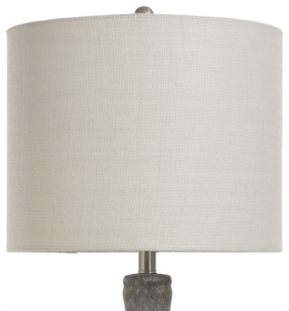 Olney, Textured Concrete Table Lamp with Drum Shade, Multi-Color Dark Gray