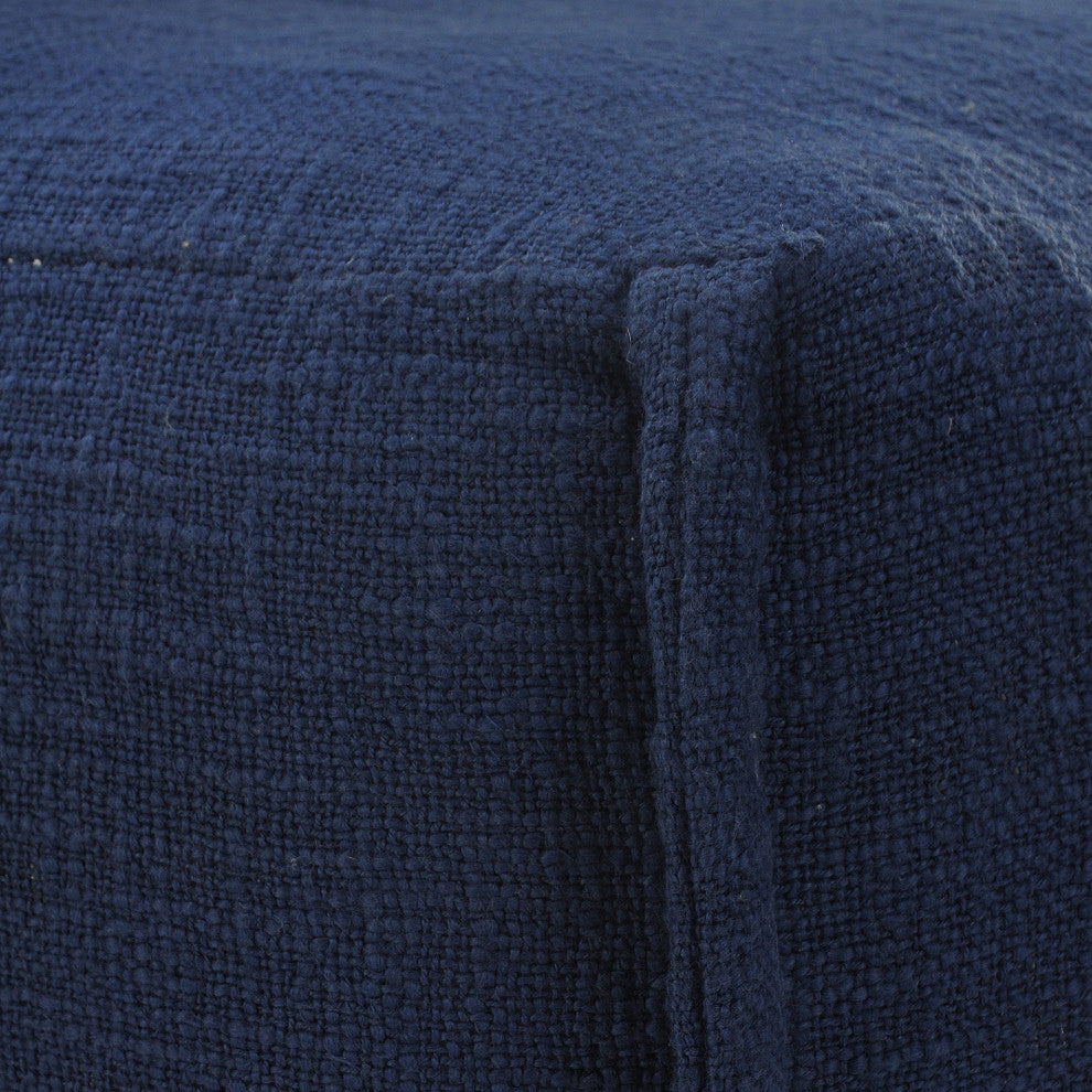 Handcrafted Solid Navy Pleated Pouf