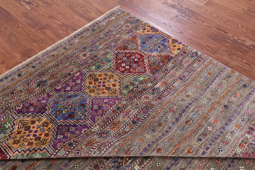 6' 7" X 9' 6" Super Kazak Khorjin Hand Knotted Wool Rug Q9667