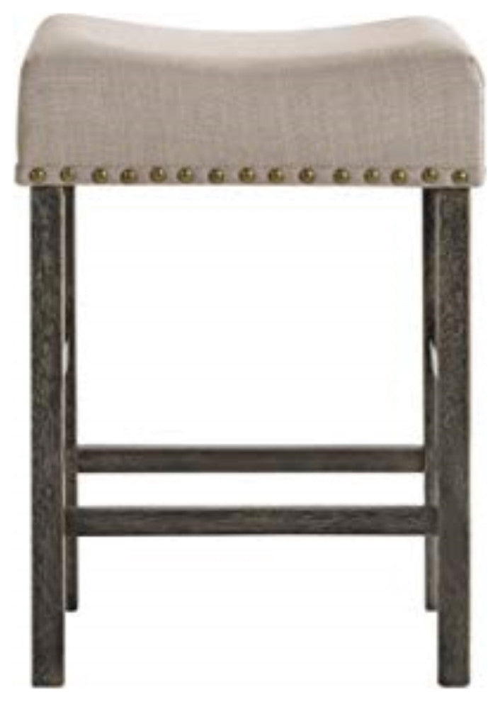 73833 Counter Height Stool Set of 2, Tan Linen and Weathered Gray