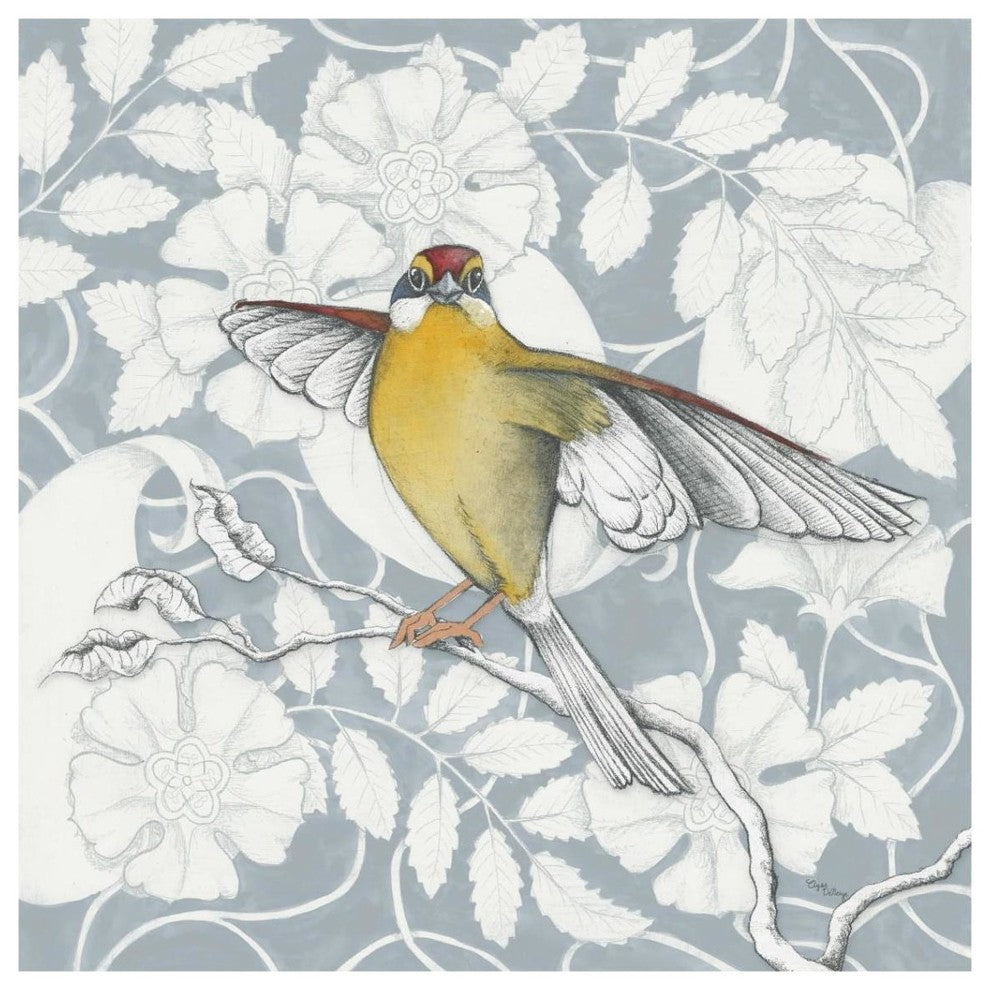 "Arts and Crafts Birds IV Tone on Tone" Paper Print by Elyse DeNeige, 38"x38"