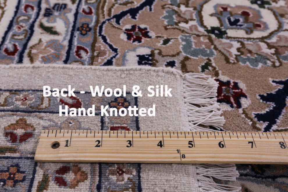 10' 7" X 17' 5" Wool and Silk Persian Nain Hand Knotted Rug Q9349