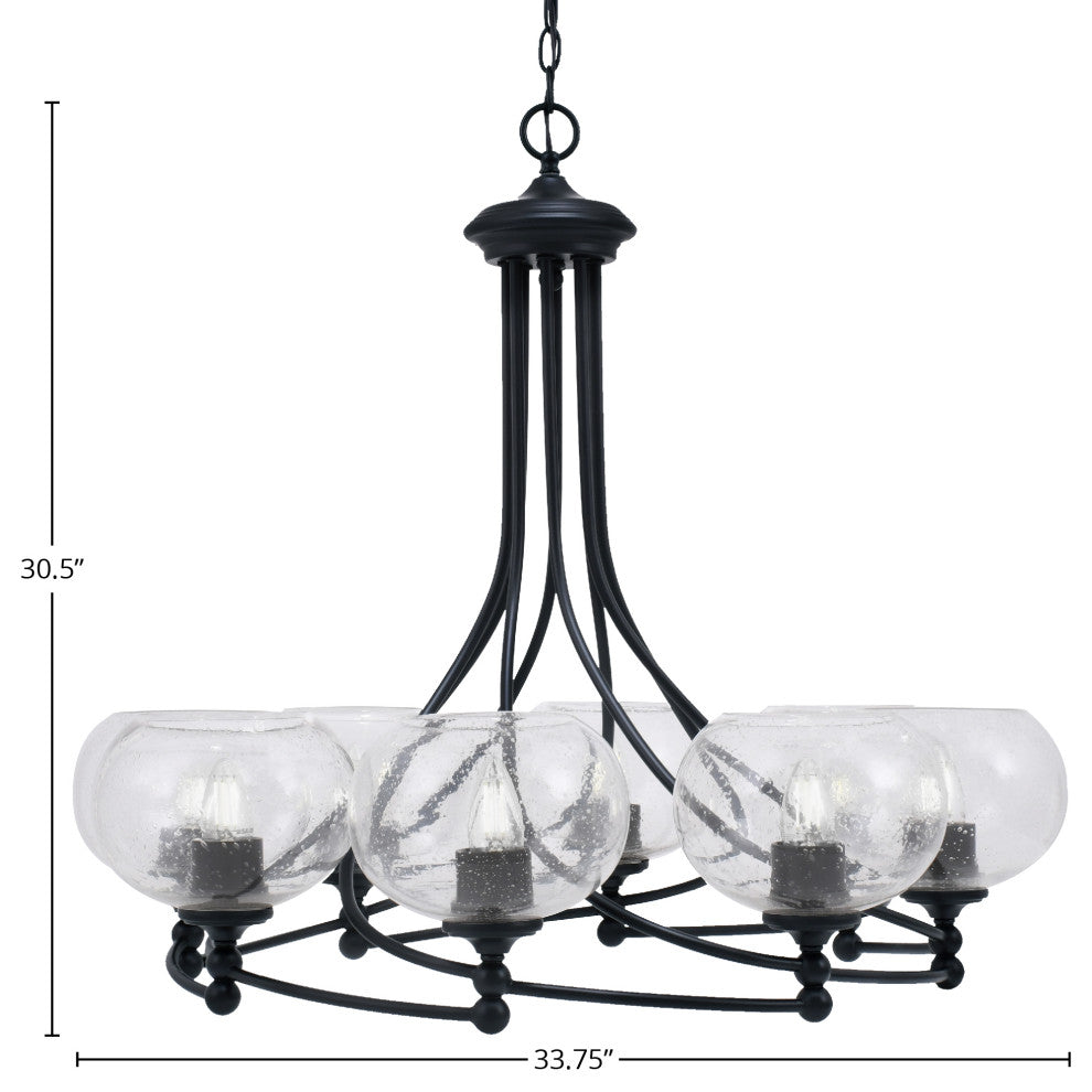 Capri 8-Light Chandelier, Matte Black/Clear Bubble