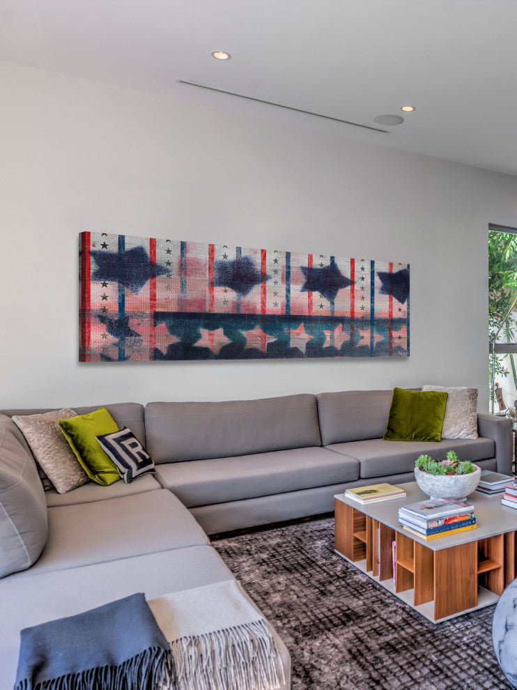 "Bold Stars" Print on Canvas, 30"x10"