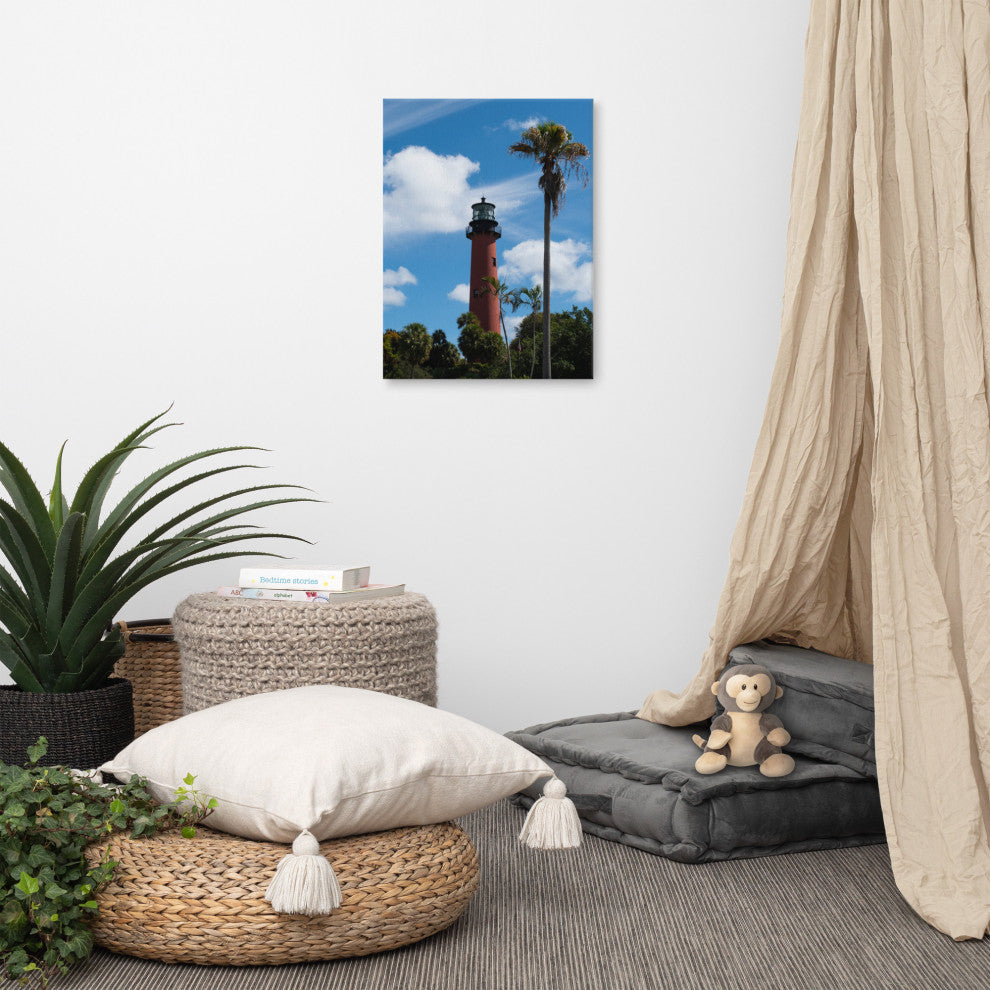 Jupiter Lighthouse Color Coastal Landscape Photo Canvas Wall Art Print, 18" X 24"