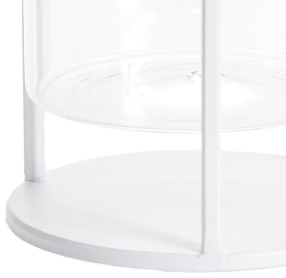 Minimalist Round White Metal Floating Vase Suspended Glass Tube Mid Century