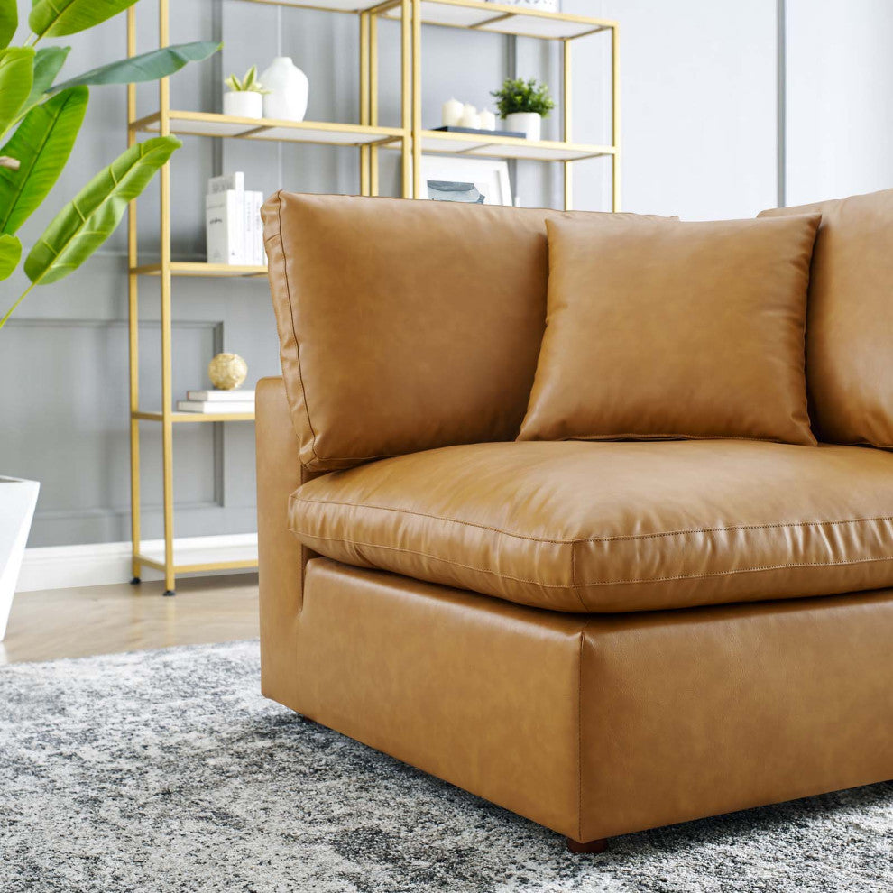Sofa Corner Chair, Faux Vegan Leather, Tan, Modern, Living Lounge Hospitality
