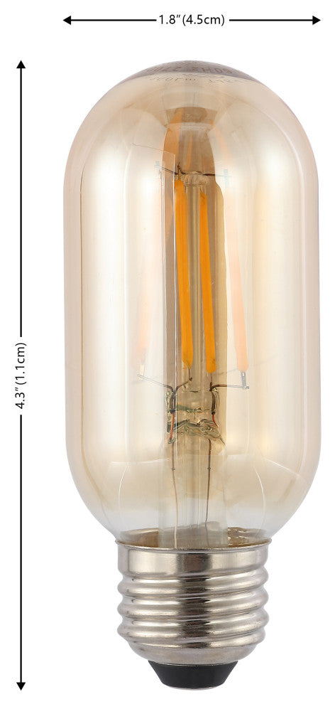 Non-Dimmable T45-4W LED Edison Bulbs, E26 Base, 80+ CRI, 350 Lumens, Pack of 6