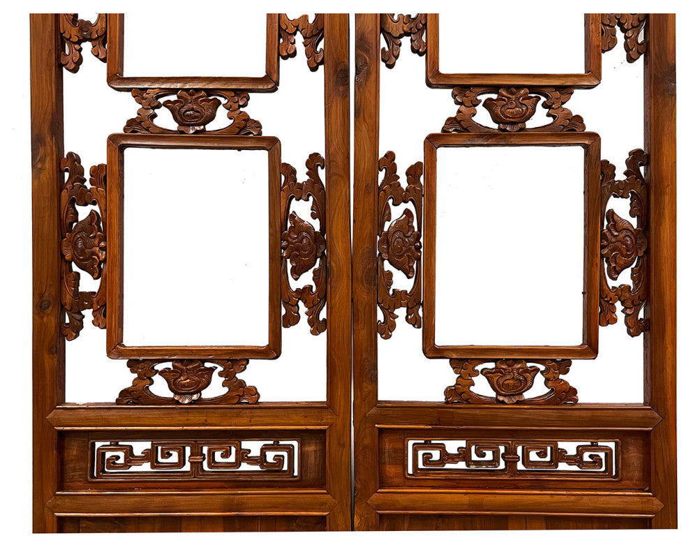 Consigned Antique Chinese Carved Wooden Window Panels Wall Arts - a Pair
