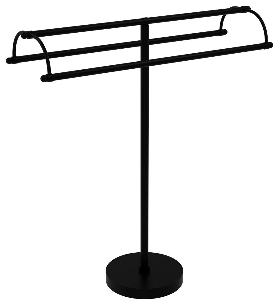 Free Standing Double Arm Towel Holder, Matte Black