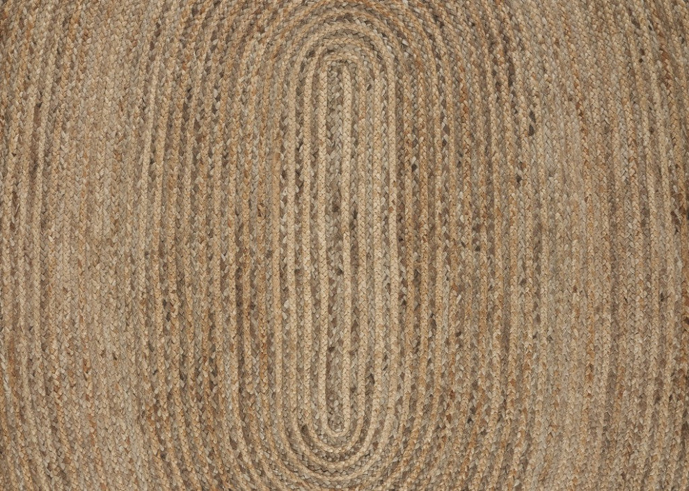 7' Brown Oval Shaped Jute Area Rug