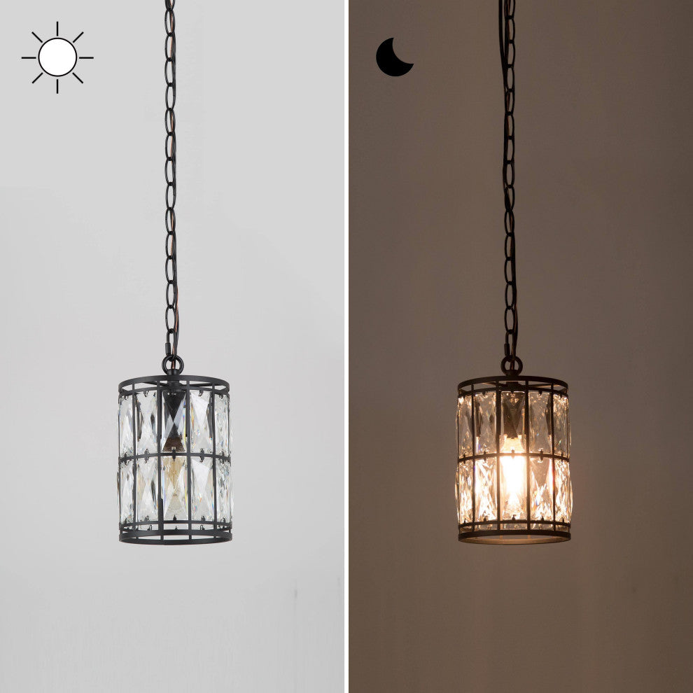 LNC Modern/Contemporary Crystal Black Ceiling Lighting, 5.5" Width, 1-Light Pendant
