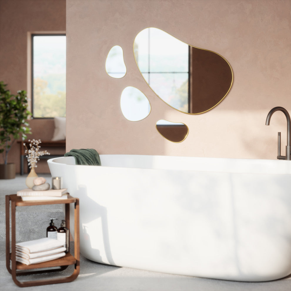 Umbra Hubba Pebble Mirrors, Set of 3 Various Brass
