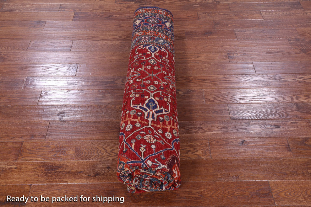 9' Square Hand Knotted Persian Fine Serapi Wool Rug - Q12436