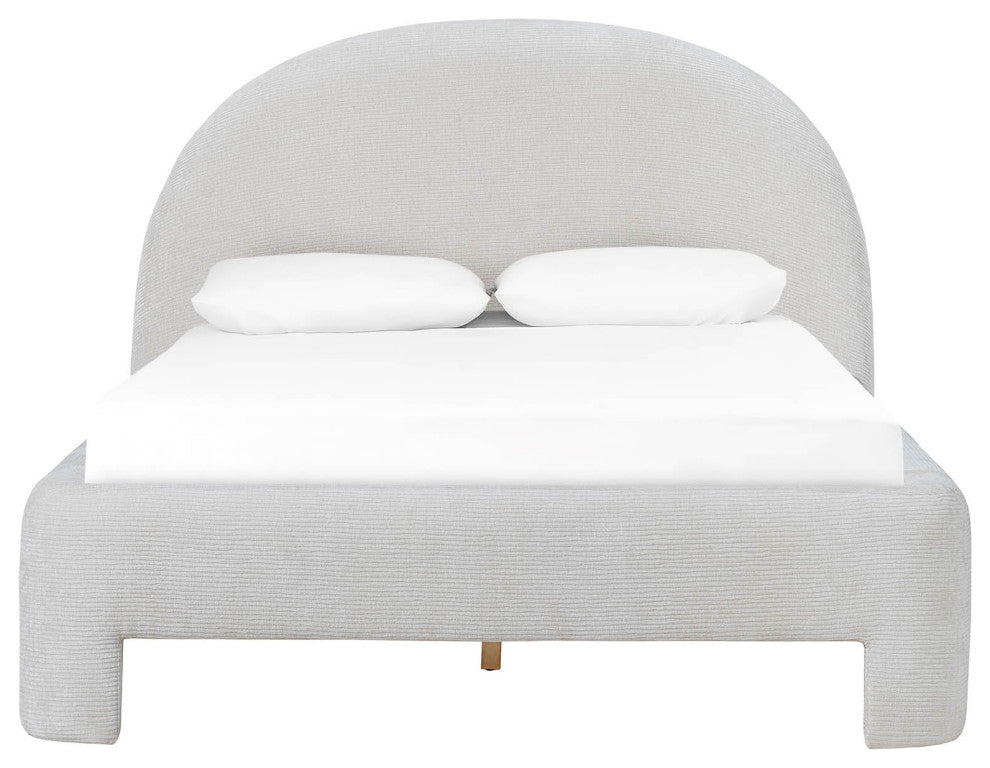 Nina Upholstered Platform Bed, Beige, Queen