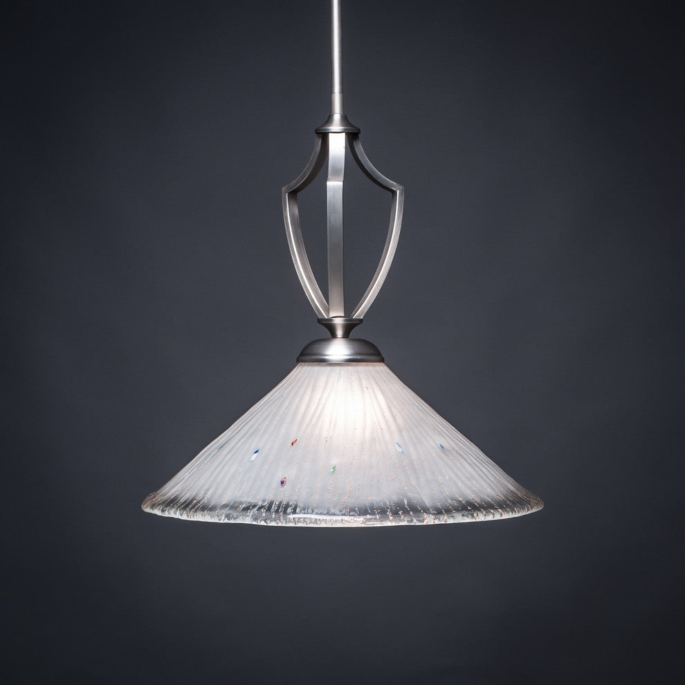 Zilo Pendant, Graphite, 16" Frosted Crystal Glass