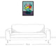Colorful Flowers in Teal Striped Vase 18x24 Black Floating Framed Canvas