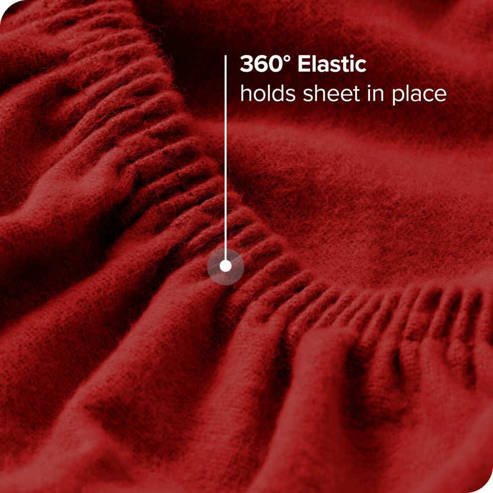 Bare Home Cotton Flannel Sheet Set, Red, Twin Xl