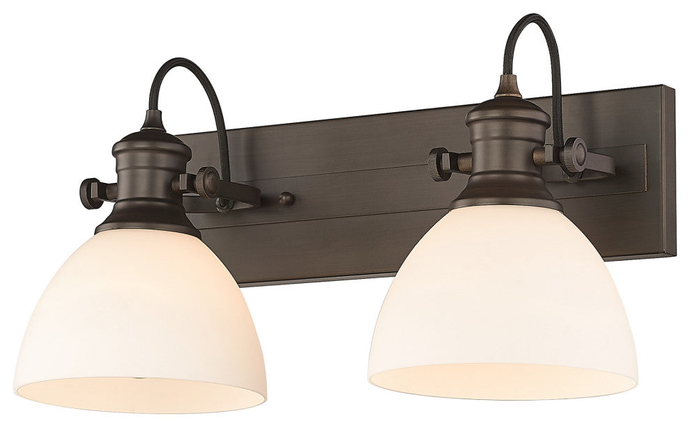 Hines 2-Light Bath Vanity, Rubbed Bronze, Opal Glass