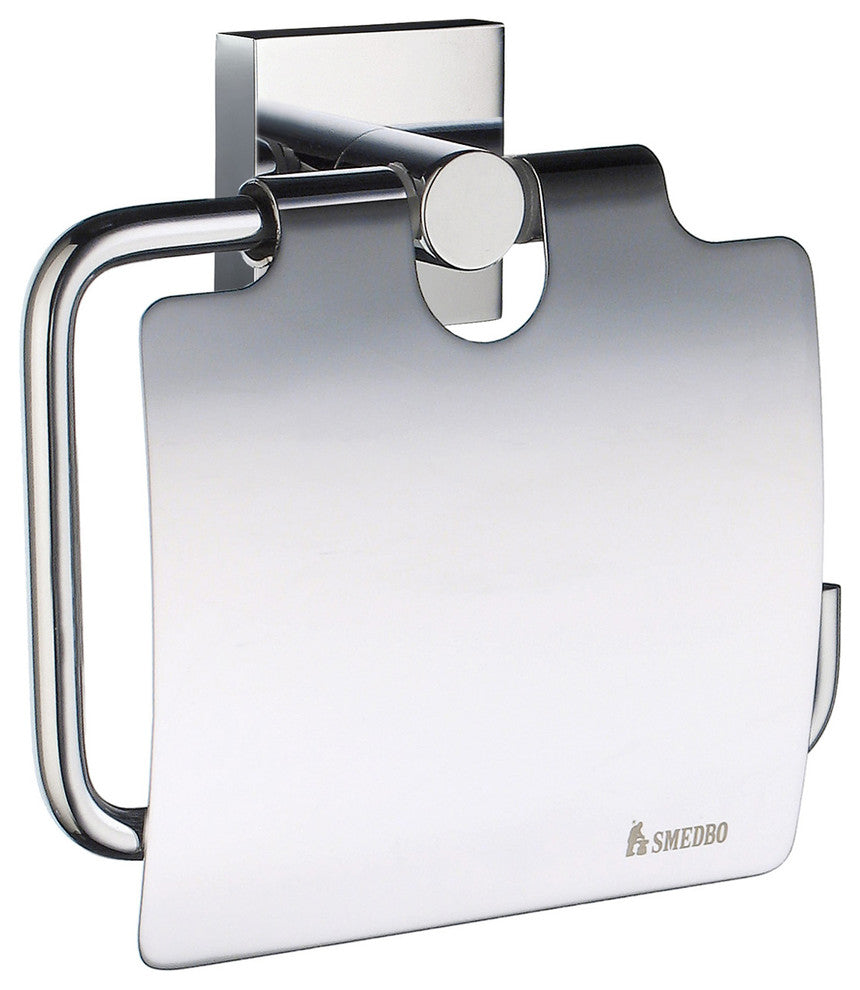 House Toilet Roll Holder With Cover Chrome