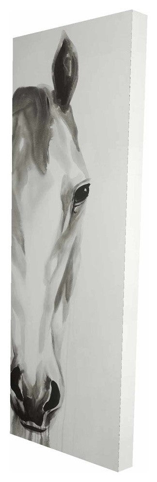Black/White Horse Face Print on Wrapped Canvas