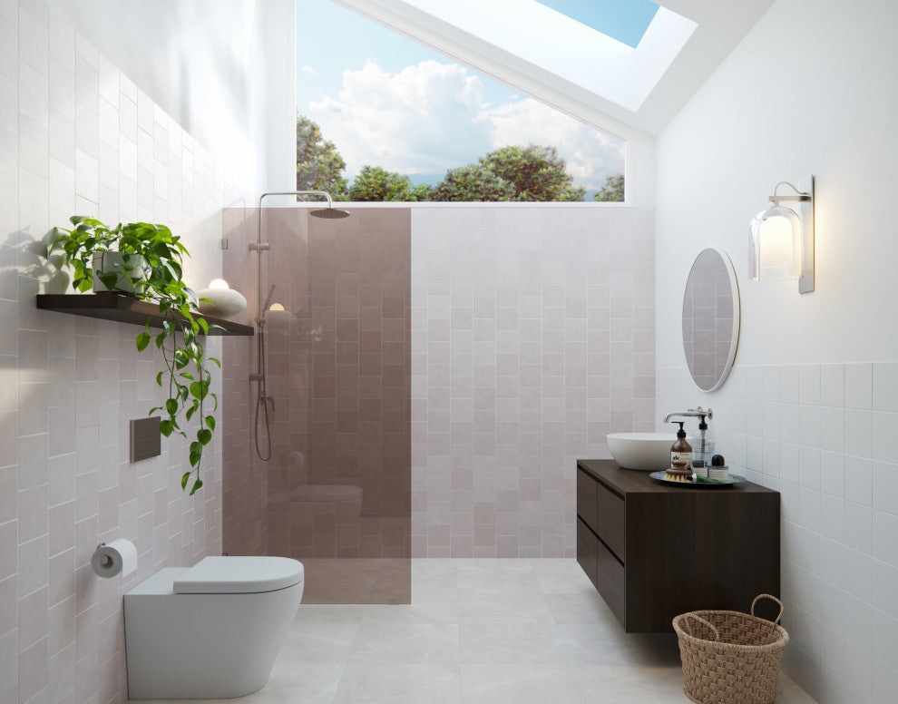 Ursa 30"x78" Frameless Fixed Glass Shower Panel With Bronze Tint, Brushed Nickel