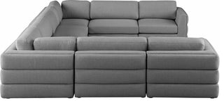 Beckham Linen Textured Fabric 8-Piece Modular U-Shaped Sectional, Grey