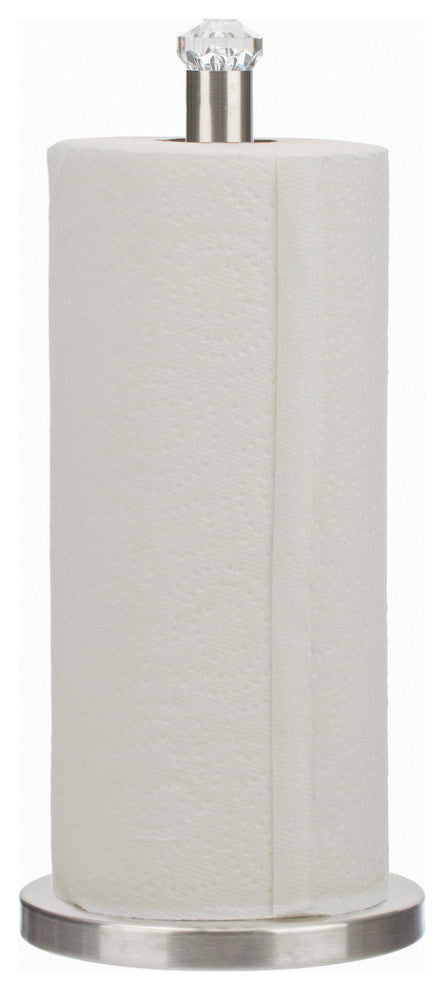 Jiallo Freestanding Paper Towel Holder with Faux Crystal Top, Satin Nickel