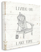 Living On Lake Time Chair And Paddle Country Word Design, 17"x17"