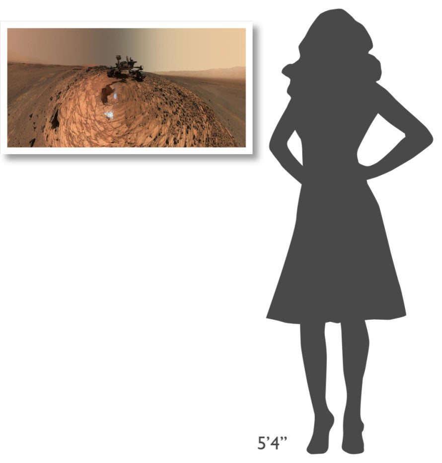 "Curiosity Self-Portrait, Buckskin Drilling Site, Mt Sharp" Paper Art, 38"x20"