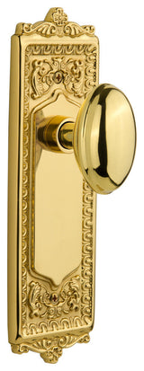 Egg & Dart Plate Privacy Homestead Knob, Polished Brass
