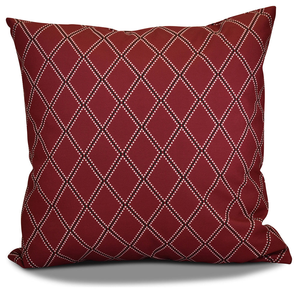 Decorative Holiday Pillow Geometric Print, Cranberry, 16"x16"