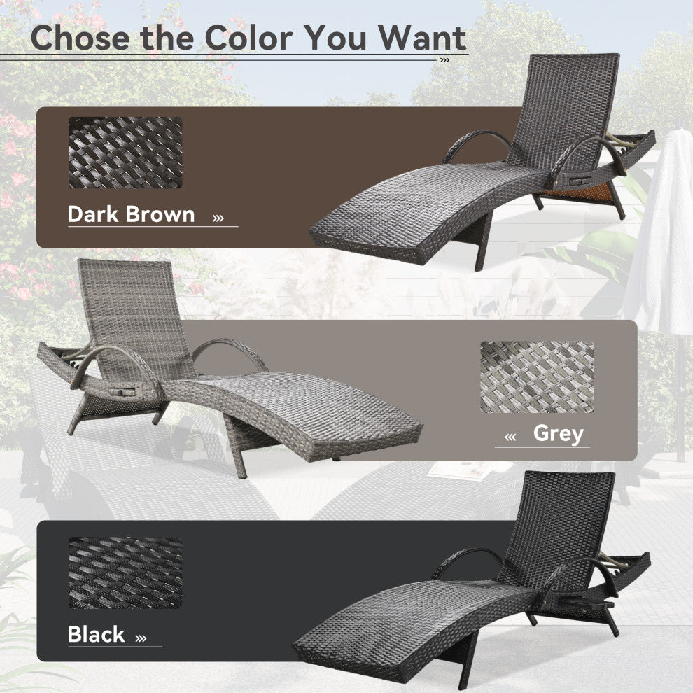 Gewnee Outdoor Wicker Chaise Lounge Chairs Set of 2