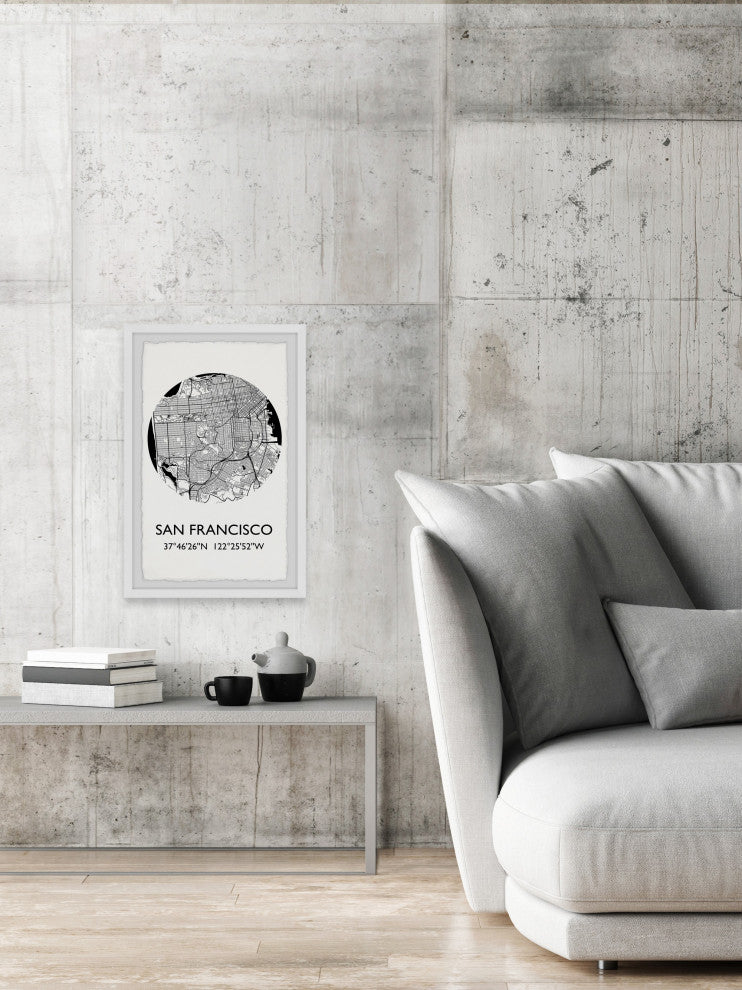 "San Francisco, California Coordinates" Framed Painting Print, 8x12